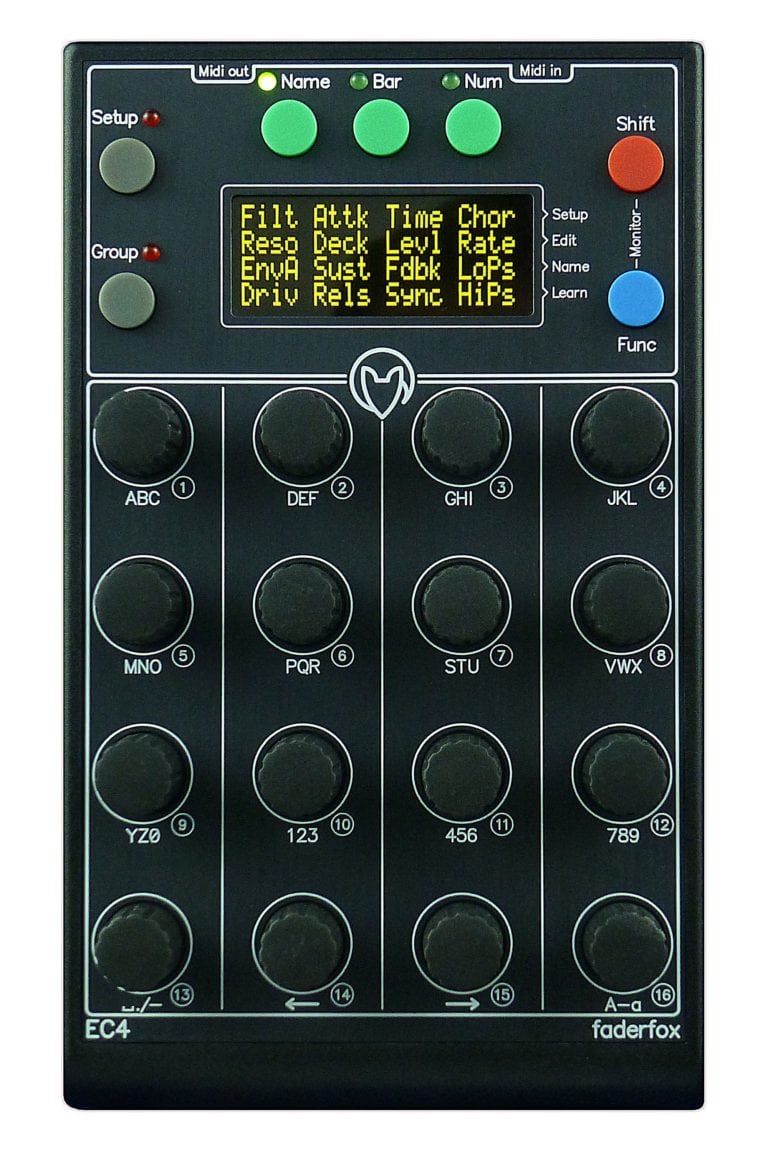 Faderfox EC4, un compacto controlador MIDI cargado de potenciómetros